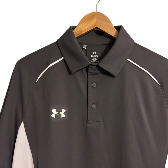 Under Armour Men’s Golf Title Polo Loose Grey/White Size Large NWT - Picture 2 of 7
